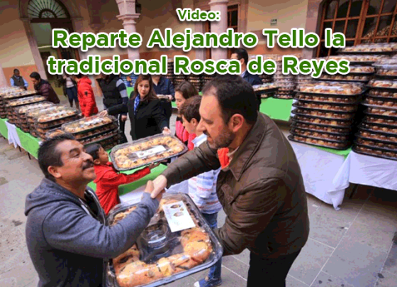 Video: Reparte Alejandro Tello la tradicional Rosca de Reyes