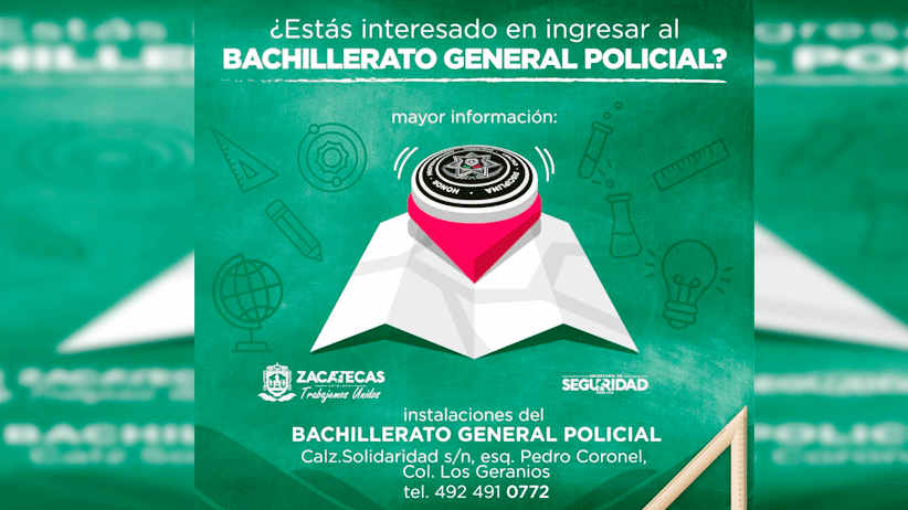 Reiteran invitación para ser parte del Bachillerato General Policial