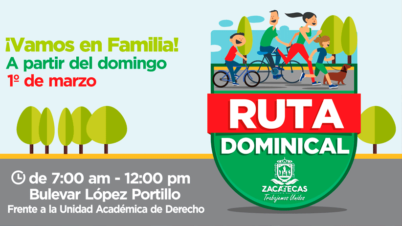 Contará Ruta Dominical con puntos de seguridad y servicios para las familias participantes