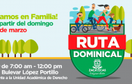 Contará Ruta Dominical con puntos de seguridad y servicios para las familias participantes