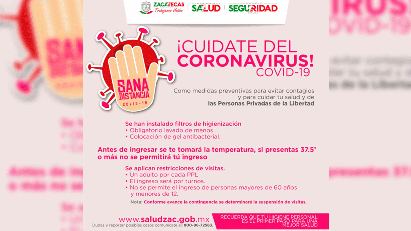 Por contingencia sanitaria, suspenden visitas en penales de Zacatecas.