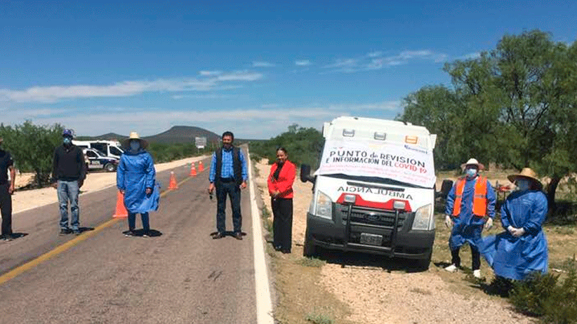 Instala Gregorio Macias puntos de revisión e información de Covid-19.