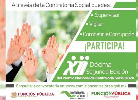 Invita Gobierno Estatal a participar en el Premio Nacional de Contraloría Social 2020.