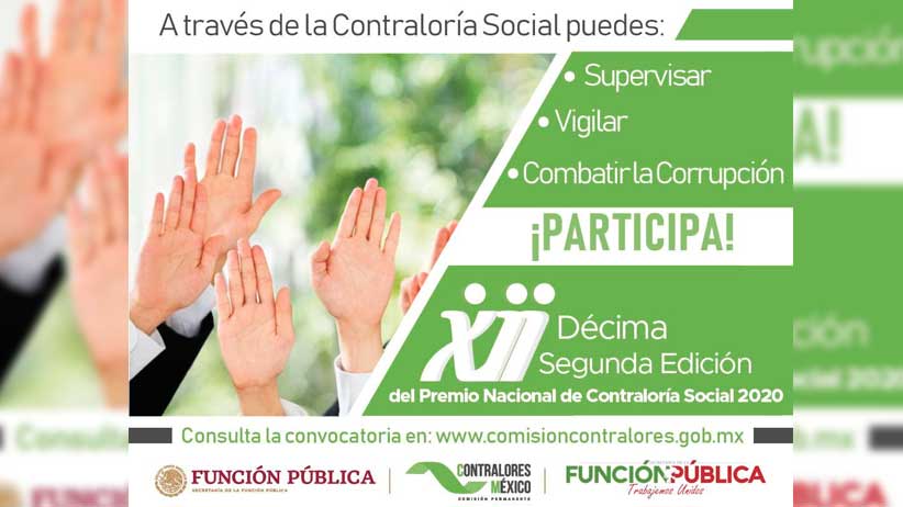 Invita Gobierno Estatal a participar en el Premio Nacional de Contraloría Social 2020.