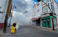 Para prevenir contagios de Covid-19 Sanitizan arterias principales en Guadalupe.