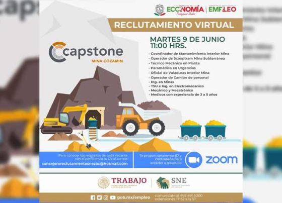 Mediante el SNE, empresa Capstone ofrecerá vacantes para el sector minero