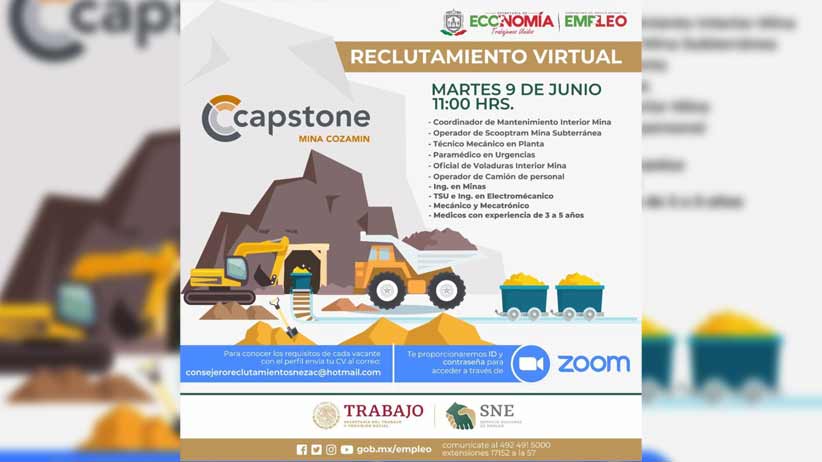 Mediante el SNE, empresa Capstone ofrecerá vacantes para el sector minero