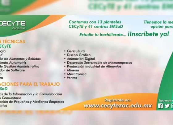 Continúa CECYTEZ con periodo de inscripciones para el ciclo escolar 2020-2021.