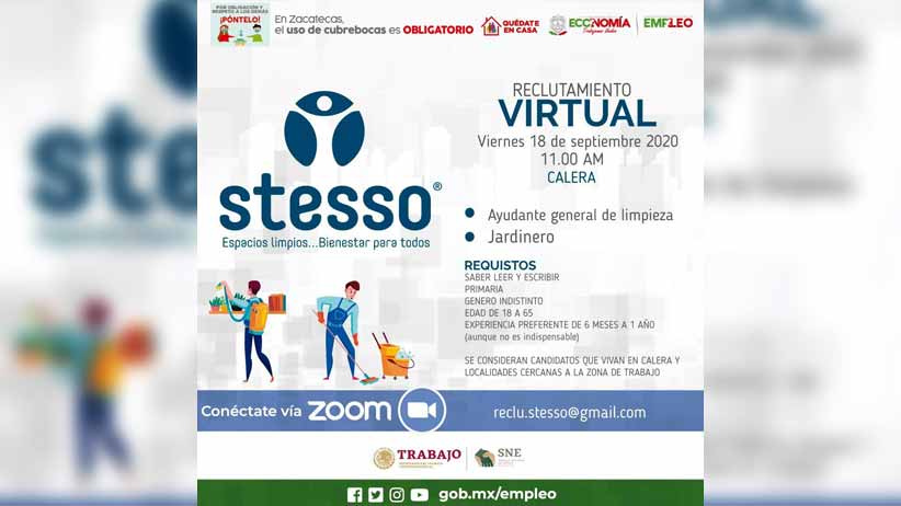 Realizará SNE Jornada 22 de Reclutamiento Virtual, para Calera