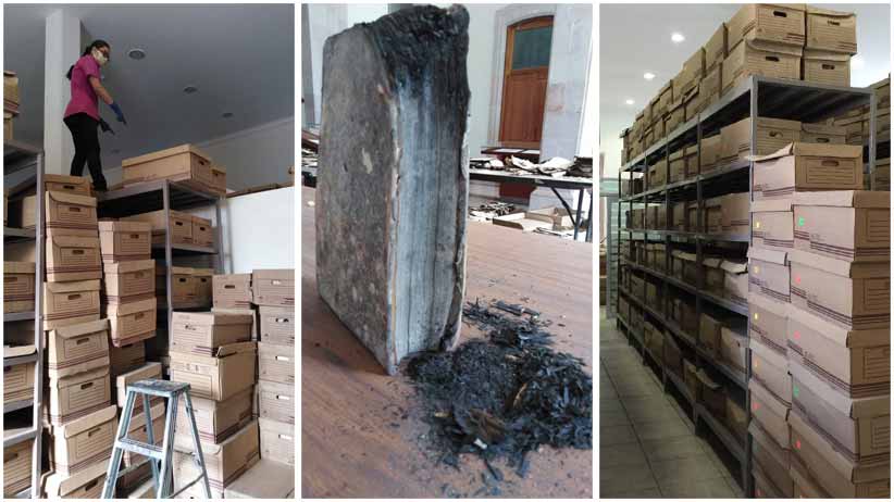 Promueve gobierno estatal rescate de archivos históricos dañados en el incendio de 1975