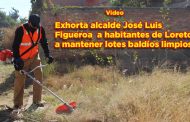 Exhorta el alcalde José Luis Figueroa Rangel a habitantes de Loreto a mantener los lotes baldíos limpios.