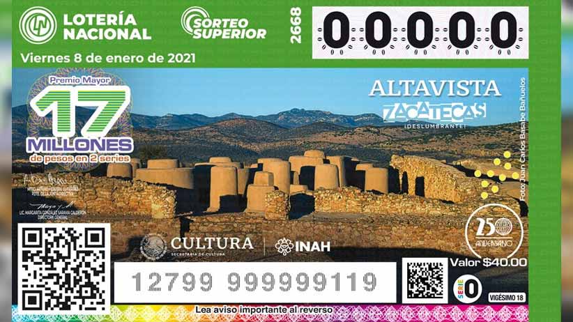 La Zona Arqueológica de Altavista es la imagen del primer billete de lotería del 2021
