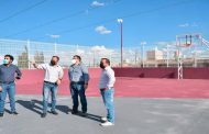 En Ojo de Agua de la Palma   Supervisa César González rehabilitación de cancha de usos múltiples