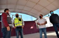 Supervisa César González Navarro rehabilitación de cancha de usos múltiples en la colonia Francisco Villa