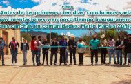 Antes de los primeros cien días  concluimos varias pavimentaciones y en poco tiempo inauguraremos tres canchas en comunidades: Mario Macías Zúñiga