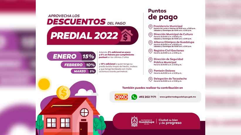 Para facilitar el pago del Impuesto Predial; abre Ayuntamiento de Guadalupe puntos de pago en fin de semana