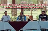 Gobernador David Monreal durante la audiencia pública en el municipio de Ojocaliente (En vivo)