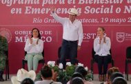 En Río Grande, Gobernador David Monreal y Secretaría del Bienestar, Ariadna Montiel, entregan casi 11 millones de pesos en apoyos a 1 mil 040 familias afectadas por granizada atípica