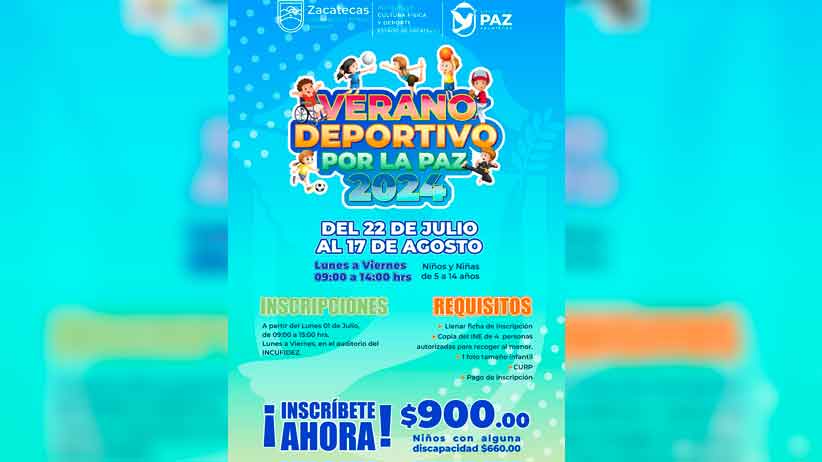 Invita Incufidez a infantes a divertirse con el Verano Deportivo por la Paz 2024