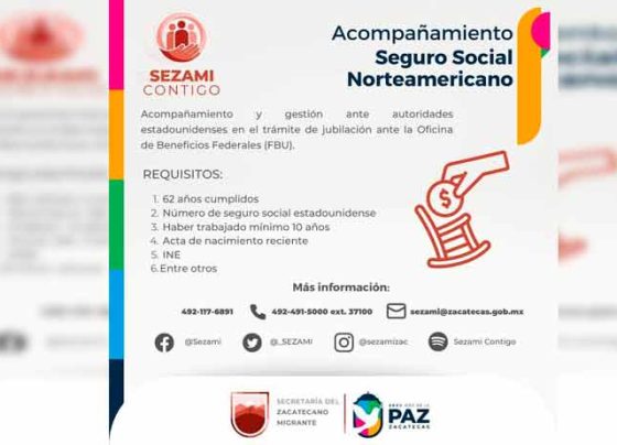Realizarán cuarta jornada de entrevistas a zacatecanos para obtención de pensión del Seguro Social Norteamericano