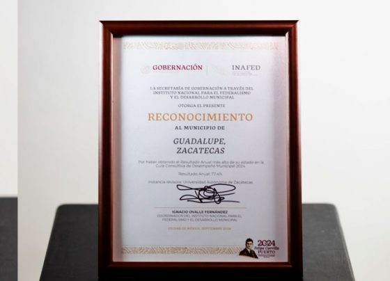 Por su desempeño municipal y buenas prácticas gubernamentales reconoce el INAFED al Ayuntamiento de Guadalupe