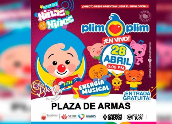 Invita Gobierno de Zacatecas al show oficial del Payaso Plim Plim para festejar el Día de la Niña y el Niño