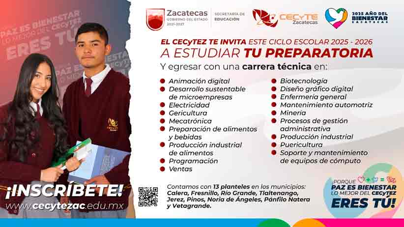 Invita Cecytez a estudiar el bachillerato en la mejor opción de Educación Media Superior