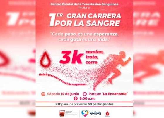 Convoca Secretaría de Salud a carrera atlética para promover la donación de sangre