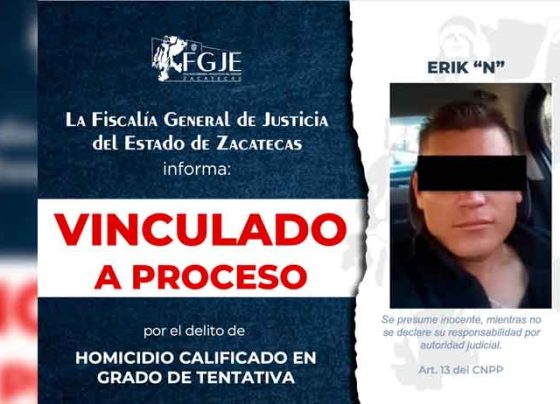 FGJEZ obtiene vinculación a proceso por el delito de homicidio calificado en grado de tentativa 
