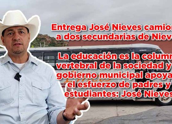 Entrega José Nieves camiones a dos secundarias de Nieves