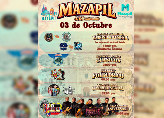 Mazapil se viste de fiesta para conmemorar su 458° aniversario con un magno festival cultural y deportivo