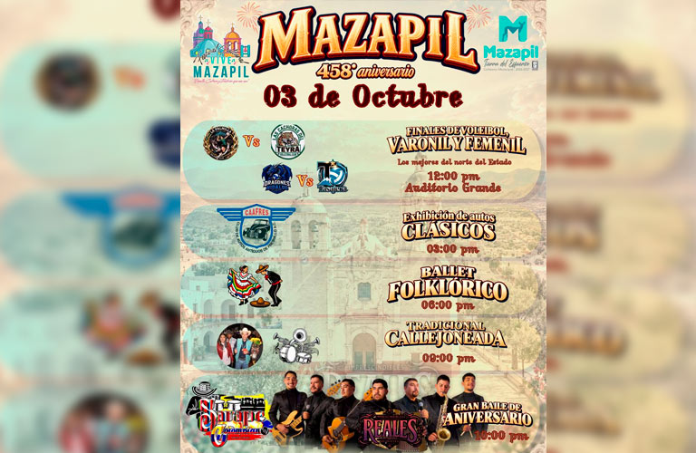 Mazapil se viste de fiesta para conmemorar su 458° aniversario con un magno festival cultural y deportivo