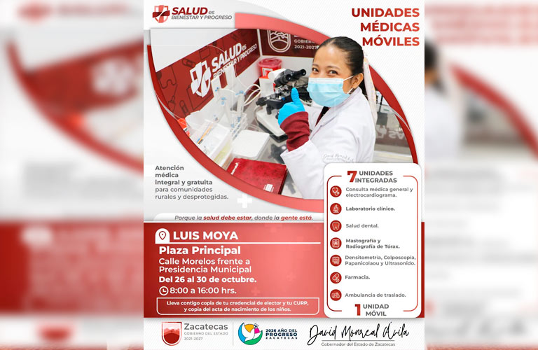 Luis Moya ofrecerá servicios médicos gratuitos del 26 al 30 de octubre