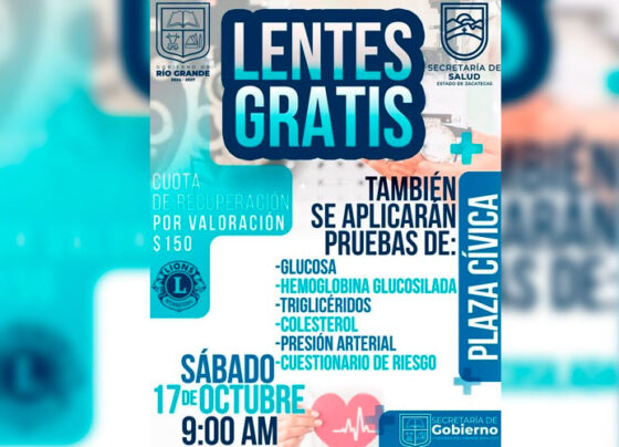 Llevarán jornada de lentes gratuitos y pruebas de salud a Río Grande