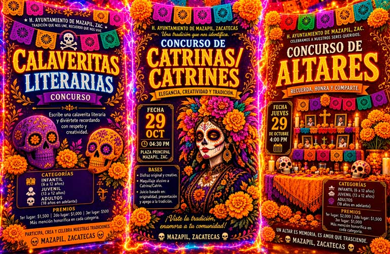 Mazapil convoca a la ciudadanía a tres concursos culturales por el Día de Muertos