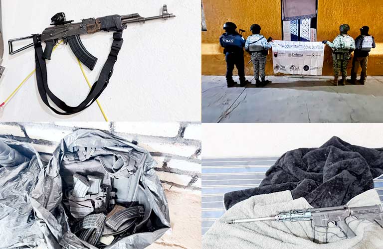 El Ejército Mexicano y Guardia Nacional en coordinación con la Fiscalía General del Estado y la Policía Estatal aseguraron un inmueble y armamento en el municipio de Genaro Codina