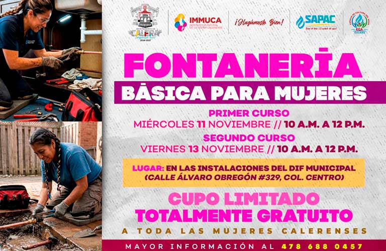 ¡Empoderamiento y autonomía! El Ayuntamiento de Calera invita al Curso Gratuito de Fontanería para Mujeres
