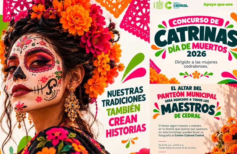 Cinthia Segovia Colunga invita a participar en el Concurso de Catrinas y celebra las tradiciones del Día de Muertos en Cedral