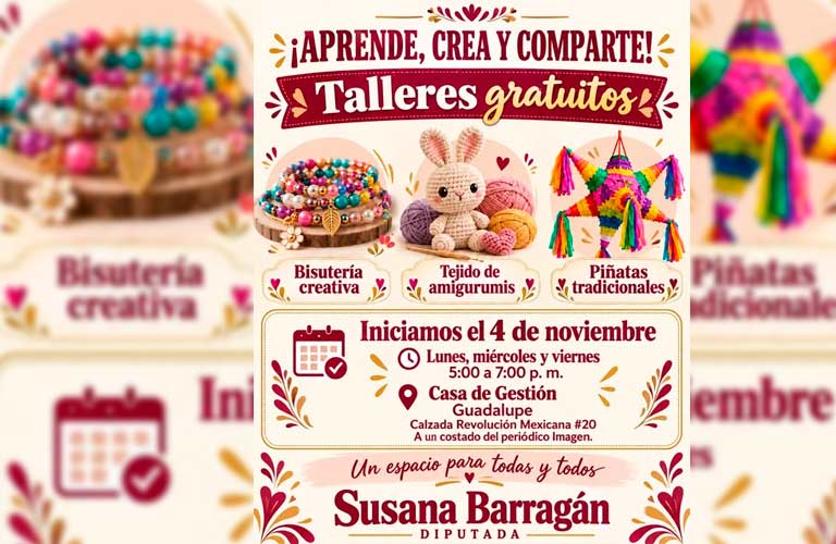 La Diputada Susana Barragán impulsa el desarrollo comunitario con talleres creativos gratuitos en Guadalupe